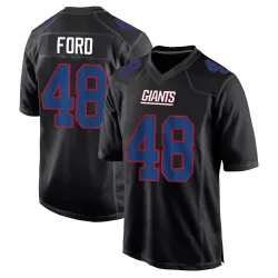 Men's Trace Ford New York Giants No.48 Game Carbon Fashion Jersey - Black