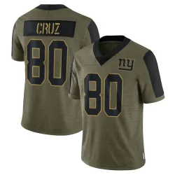 Men's Victor Cruz New York Giants No.80 Limited 2021 Salute To Service Jersey - Olive