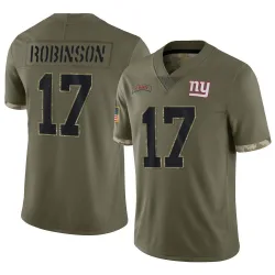 Men's Wan'Dale Robinson New York Giants No.17 Limited 2022 Salute To Service Jersey - Olive