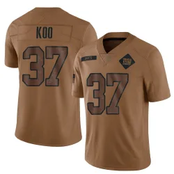 Men's Younghoe Koo New York Giants No.37 Limited 2023 Salute To Service Jersey - Brown