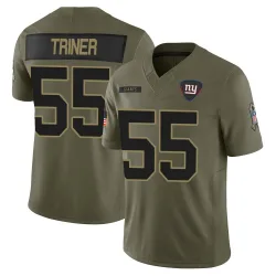 Men's Zach Triner New York Giants No.55 Limited 2025 Salute to Service Jersey - Olive