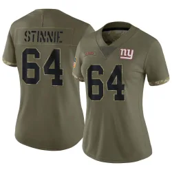Women's Aaron Stinnie New York Giants No.64 Limited 2022 Salute To Service Jersey - Olive