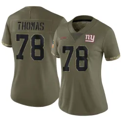 Women's Andrew Thomas New York Giants No.78 Limited 2022 Salute To Service Jersey - Olive