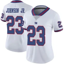 Women's Anthony Johnson Jr. New York Giants No.23 Limited Color Rush Jersey - White