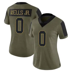 Women's Antwane Wells Jr. New York Giants No.0 Limited 2021 Salute To Service Jersey - Olive