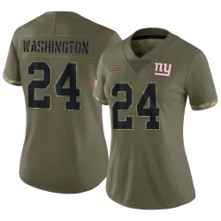 Women's Ar'Darius Washington New York Giants No.24 Limited 2022 Salute To Service Jersey - Olive