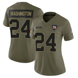 Women's Ar'Darius Washington New York Giants No.24 Limited 2025 Salute to Service Jersey - Olive