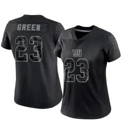 Women's Art Green New York Giants No.23 Limited Reflective Jersey - Black
