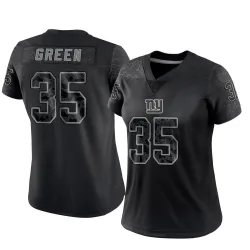 Women's Art Green New York Giants No.35 Limited Reflective Jersey - Black