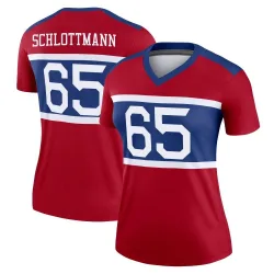 Women's Austin Schlottmann New York Giants No.65 Legend Century Alternate Jersey - Red