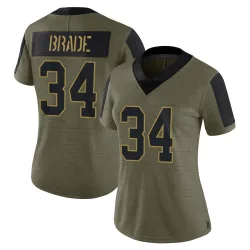 Women's Beau Brade New York Giants No.34 Limited 2021 Salute To Service Jersey - Olive