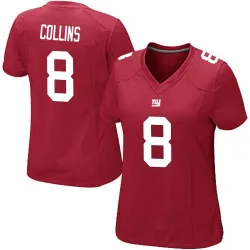 Women's Beaux Collins New York Giants No.8 Game Alternate Jersey - Red
