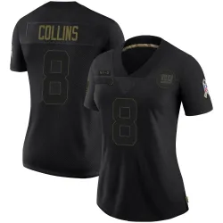 Women's Beaux Collins New York Giants No.8 Limited 2020 Salute To Service Jersey - Black