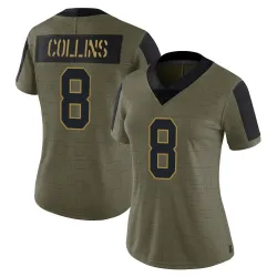 Women's Beaux Collins New York Giants No.8 Limited 2021 Salute To Service Jersey - Olive