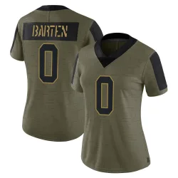 Women's Ben Barten New York Giants No.0 Limited 2021 Salute To Service Jersey - Olive