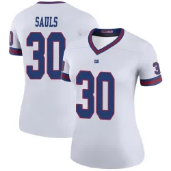 Women's Ben Sauls New York Giants No.30 Legend Color Rush Jersey - White