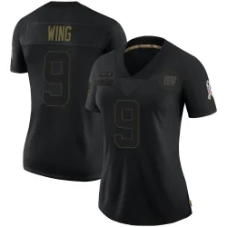 Women's Brad Wing New York Giants No.9 Limited 2020 Salute To Service Jersey - Black