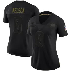 Women's Braylen Nelson New York Giants No.0 Limited 2020 Salute To Service Jersey - Black