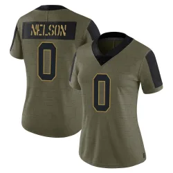 Women's Braylen Nelson New York Giants No.0 Limited 2021 Salute To Service Jersey - Olive