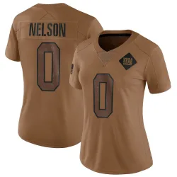 Women's Braylen Nelson New York Giants No.0 Limited 2023 Salute To Service Jersey - Brown