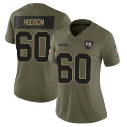 Women's Bryan Hudson New York Giants No.60 Limited 2025 Salute to Service Jersey - Olive