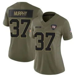 Women's Caleb Murphy New York Giants No.37 Limited 2025 Salute to Service Jersey - Olive