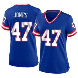 Women's Cam Jones New York Giants No.47 Game Classic Jersey - Royal