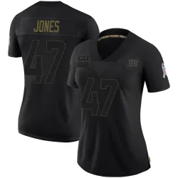 Women's Cam Jones New York Giants No.47 Limited 2020 Salute To Service Jersey - Black