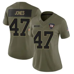 Women's Cam Jones New York Giants No.47 Limited 2025 Salute to Service Jersey - Olive