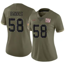 Women's Carl Banks New York Giants No.58 Limited 2022 Salute To Service Jersey - Olive