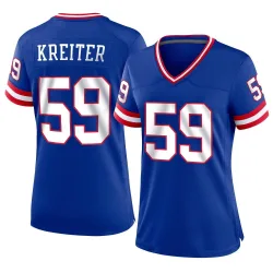 Women's Casey Kreiter New York Giants No.59 Game Classic Jersey - Royal