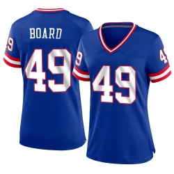 Women's Chris Board New York Giants No.49 Game Classic Jersey - Royal