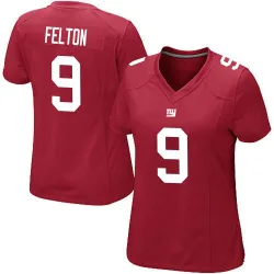 Women's Da'Quan Felton New York Giants No.9 Game Alternate Jersey - Red