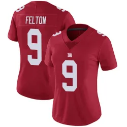 Women's Da'Quan Felton New York Giants No.9 Limited Alternate Vapor Untouchable Jersey - Red