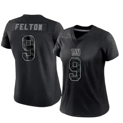 Women's Da'Quan Felton New York Giants No.9 Limited Reflective Jersey - Black