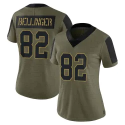 Women's Daniel Bellinger New York Giants No.82 Limited 2021 Salute To Service Jersey - Olive