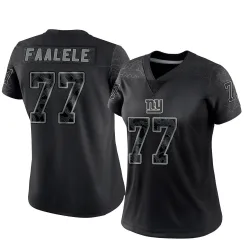 Women's Daniel Faalele New York Giants No.77 Limited Reflective Jersey - Black