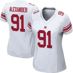Women's Darius Alexander New York Giants No.91 Game Jersey - White