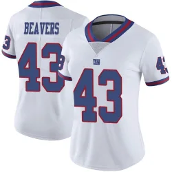 Women's Darrian Beavers New York Giants No.43 Limited Color Rush Jersey - White
