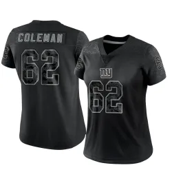 Women's Davon Coleman New York Giants No.62 Limited Reflective Jersey - Black