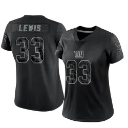 Women's Dion Lewis New York Giants No.33 Limited Reflective Jersey - Black