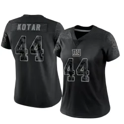 Women's Doug Kotar New York Giants No.44 Limited Reflective Jersey - Black