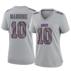 Women's Eli Manning New York Giants No.10 Game Atmosphere Fashion Jersey - Gray