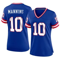 Women's Eli Manning New York Giants No.10 Game Classic Jersey - Royal