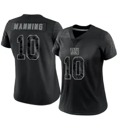 Women's Eli Manning New York Giants No.10 Limited Reflective Jersey - Black