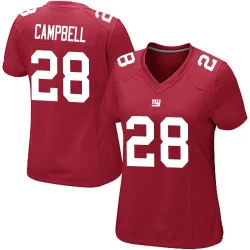 Women's Elijah Campbell New York Giants No.28 Game Alternate Jersey - Red