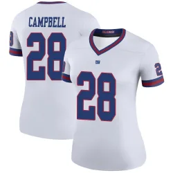 Women's Elijah Campbell New York Giants No.28 Legend Color Rush Jersey - White
