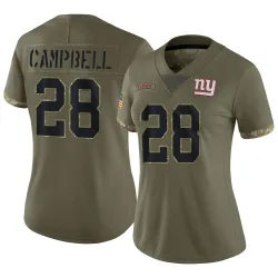 Women's Elijah Campbell New York Giants No.28 Limited 2022 Salute To Service Jersey - Olive