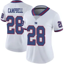 Women's Elijah Campbell New York Giants No.28 Limited Color Rush Jersey - White