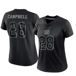 Women's Elijah Campbell New York Giants No.28 Limited Reflective Jersey - Black